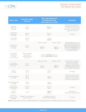 US Federal Tax Return Due Dates
