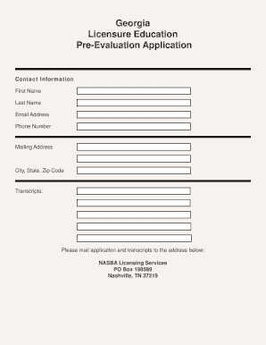 Georgia Pre-Evaluation Application