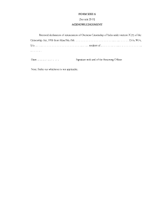 Overseas Citizenship of India Renunciation Acknowledgement