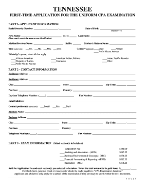 Tennessee Uniform CPA Exam Application