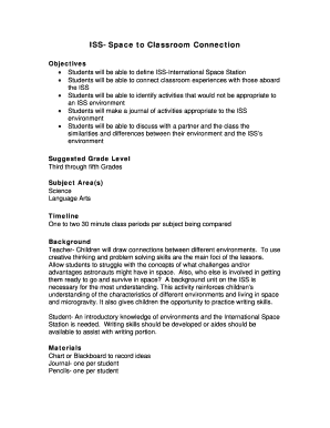 ISS Classroom Connection Lesson Plan