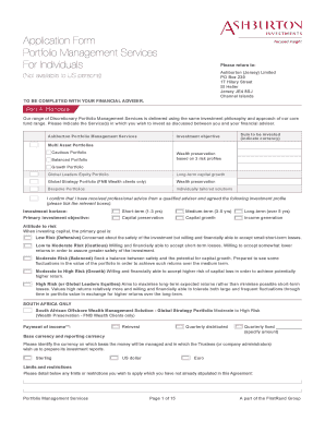 Portfolio Management Services Application Form