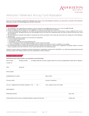 Ashburton Retirement Annuity Fund Application