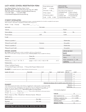 Lucy Moses School Registration Form