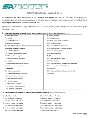 Hong Kong Exporters' Association 2008/2009 Survey
