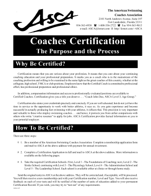 ASCA Coaches Certification Application