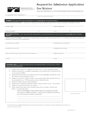 US College Application Fee Waiver Form