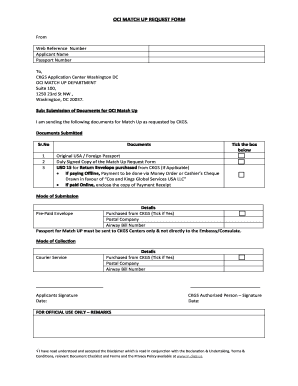 OCI Match Up Request Form