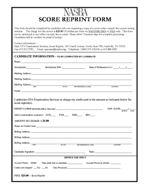 CPA Score Reprint Form