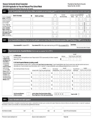 Indiana School Meals Application Form