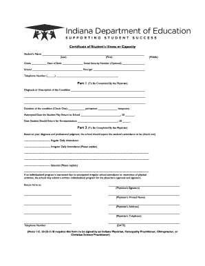 Certificate of Student's Illness or Capacity