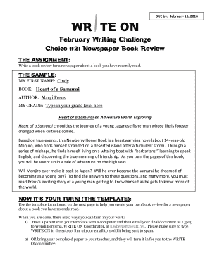 Newspaper Book Review Template