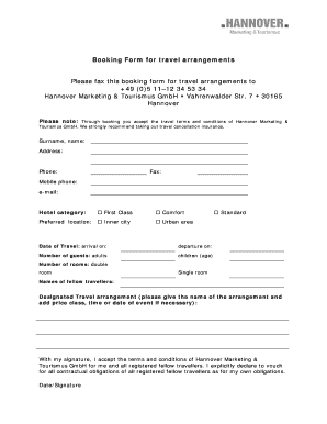 Travel Booking Form