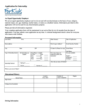 Application for Internship