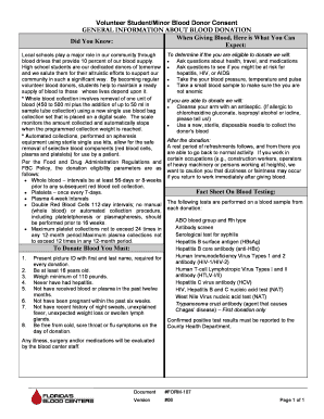 Volunteer Student Blood Donor Consent