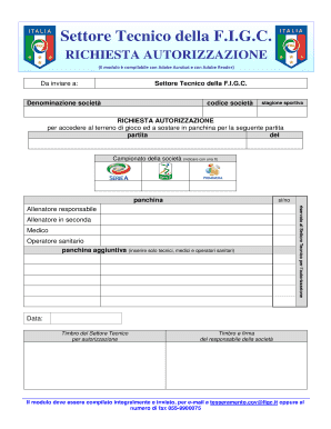 RICHIESTA AUTORIZZAZIONE