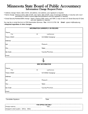 Minnesota CPA Information Change Request Form