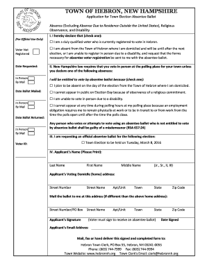New Hampshire Absentee Ballot Application