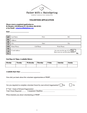 Volunteer Application Form