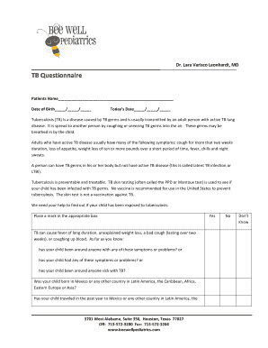 TB Questionnaire for Children