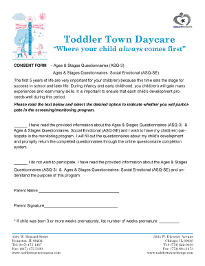 Daycare Development Screening Consent Form