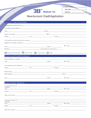 New Account Credit Application