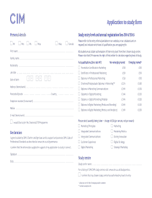 CIM Application to Study Form