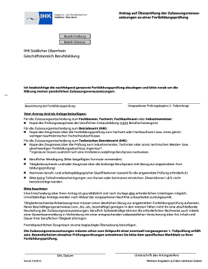 Antrag auf Überprüfung der Zulassungsvoraussetzungen zu einer Fortbildungsprüfung