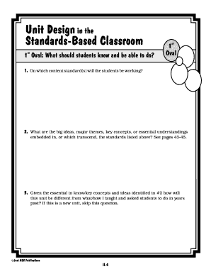 Unit Design Template for Standards-Based Classroom