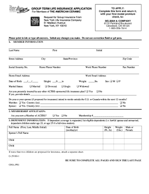 Group Term Life Insurance Application