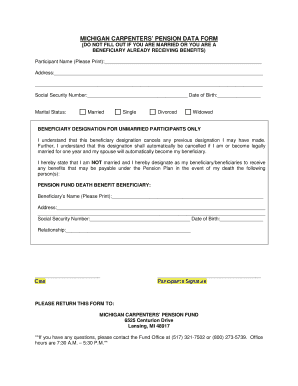 Michigan Carpenters’ Pension Beneficiary Designation Form