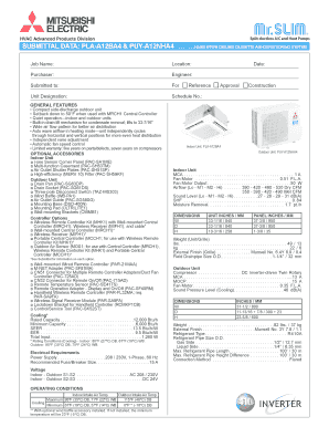 Mitsubishi Ceiling Cassette Air-Conditioning System Submittal Form