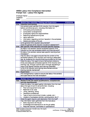 HWSA Labour Hire Compliance Checklist