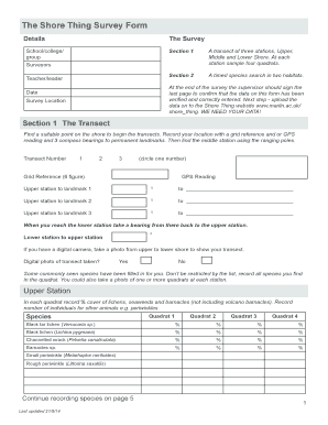 Shore Thing Survey Form