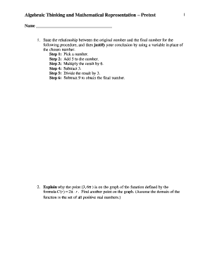 Algebraic Thinking Pretest