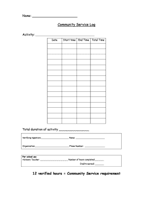 Community Service Log Form