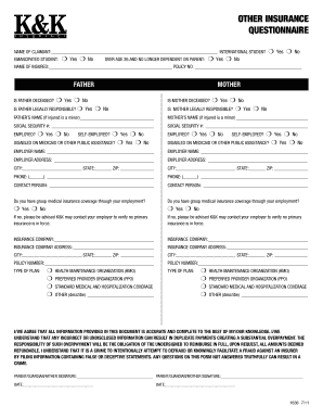 Other Insurance Questionnaire