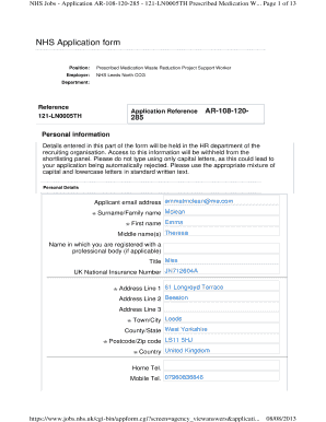 How To Fill Nhs Application Form Fill Online Printable Fillable Blank Pdffiller