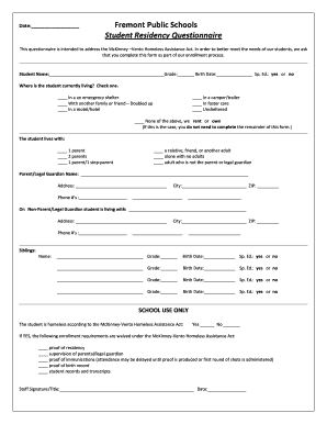 Student Residency Questionnaire