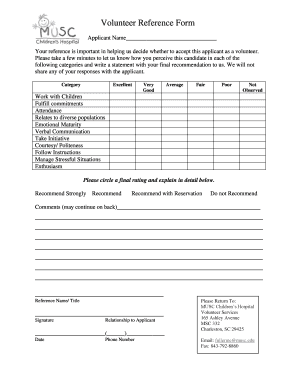 Volunteer Reference Form