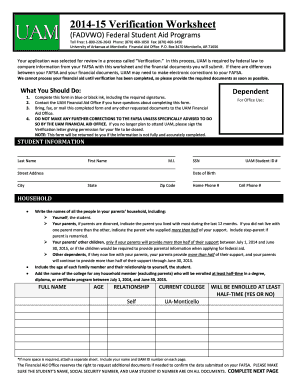 2014-15 Verification Worksheet