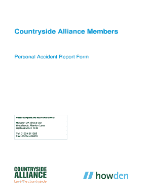 Countryside Alliance Personal Accident Report Form