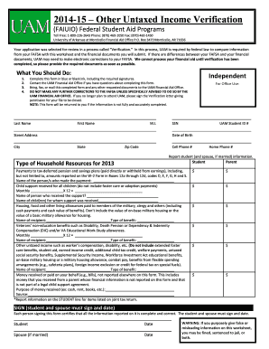 2014-15 Other Untaxed Income Verification Form