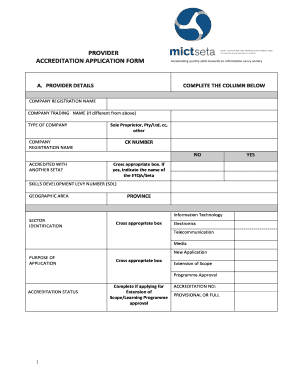 Provider Accreditation Application Form