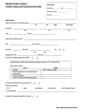 Fremont Public Schools Student Enrollment Form