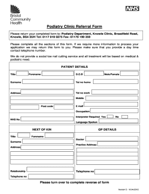 Podiatry Clinic Referral Form