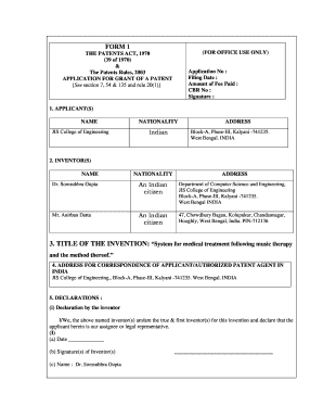 Indian Patent Application Form