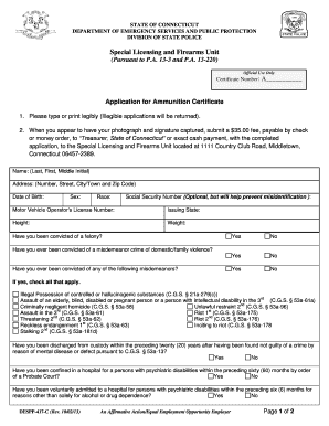 Connecticut Ammunition Certificate Application