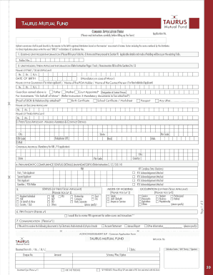 Taurus Mutual Fund Common Application Form