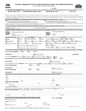 Tata Mutual Fund Investment Application Form